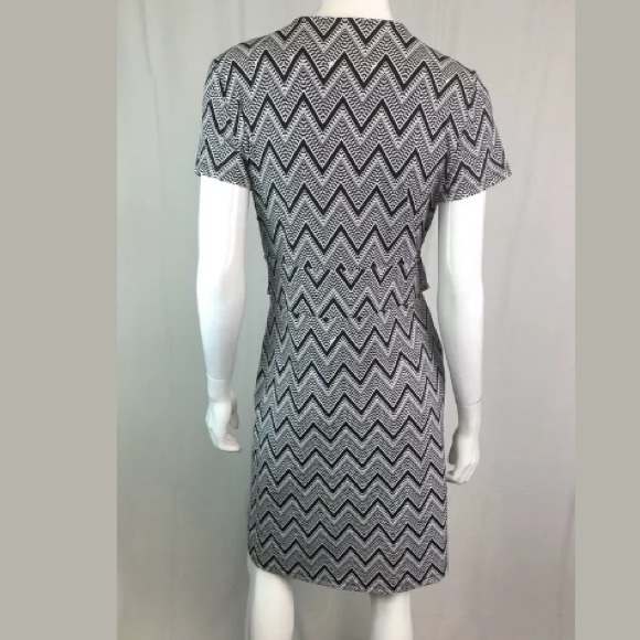 Talbots Zigzag Draped Pleated Chevron Shift Dress - Picture 6 of 8